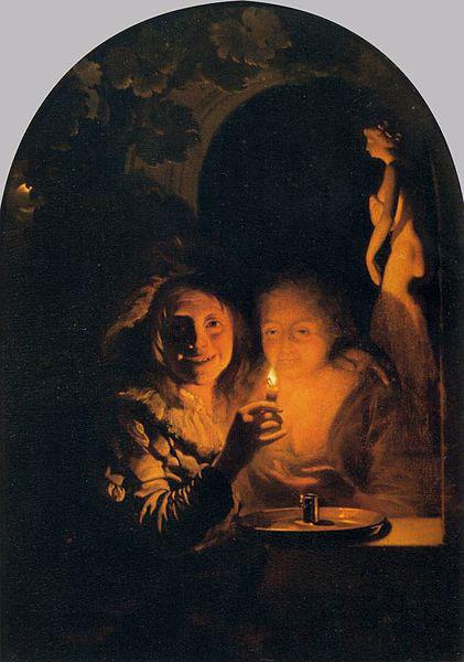 Godfried Schalcken Lovers Lit by a Candle oil painting image